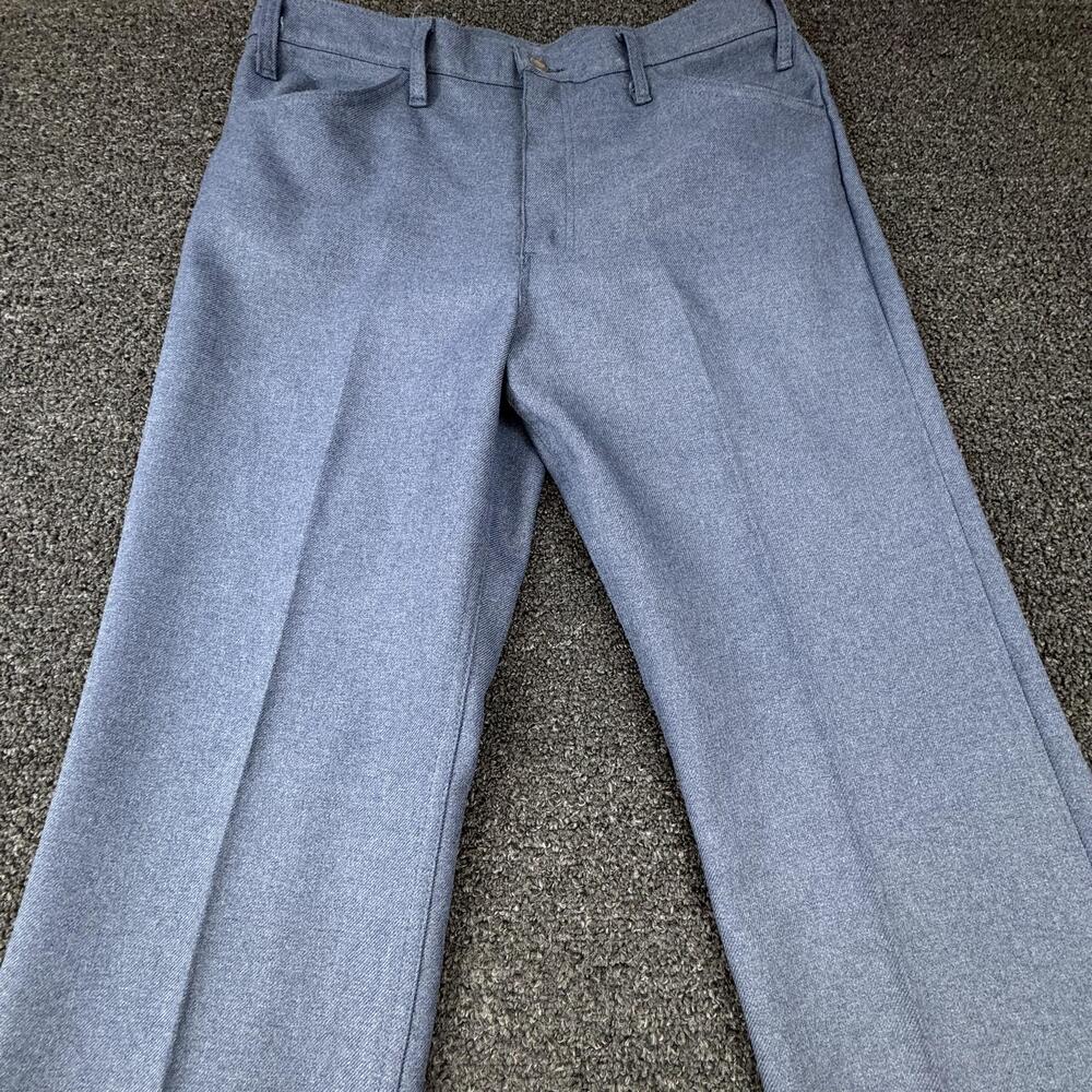 Vtg Levi's Dress Pants Mens 38x30 Blue Dress Pants Flat Front Straight Polyester